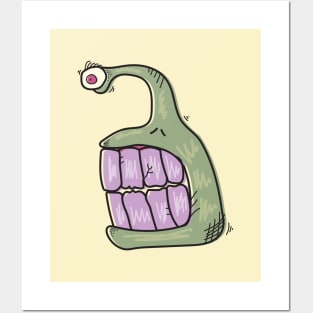 Purple Tooth Monster illustration in Weirdtual Reality Posters and Art